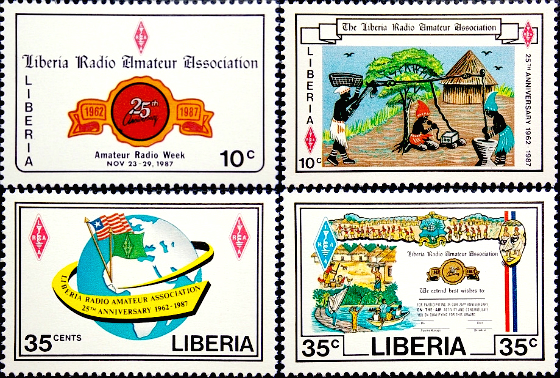Либерия 1987 год . 25-и летие . Ассоциация Радиолюбителей . Полная серия . Каталог 4,20 €.